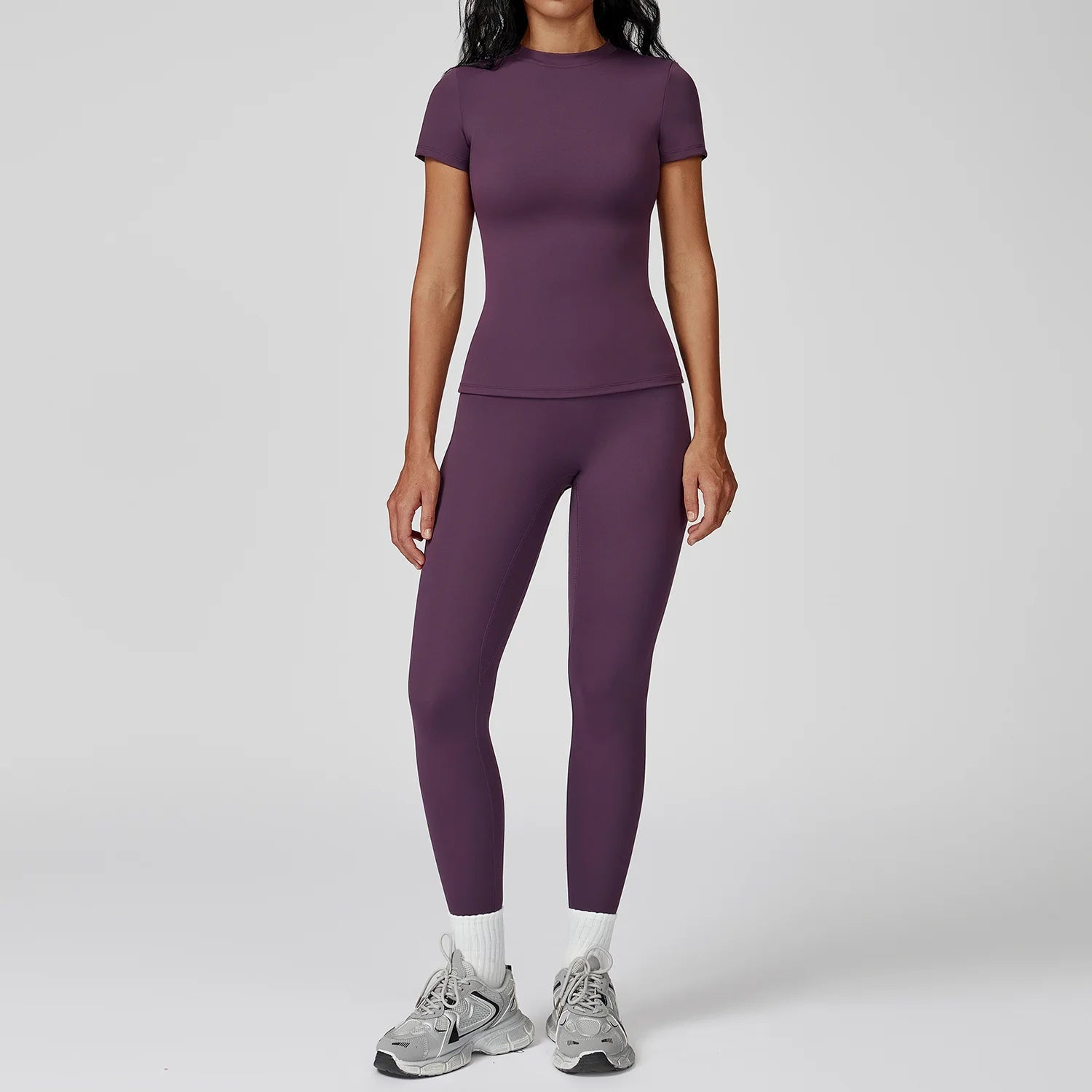 Women Yoga Set 2PCS Workout Set Sportswear Gym Clothing Fitness Long Sleeve High Waist Leggings Cycling Shorts Sports Suits - PrimeNest