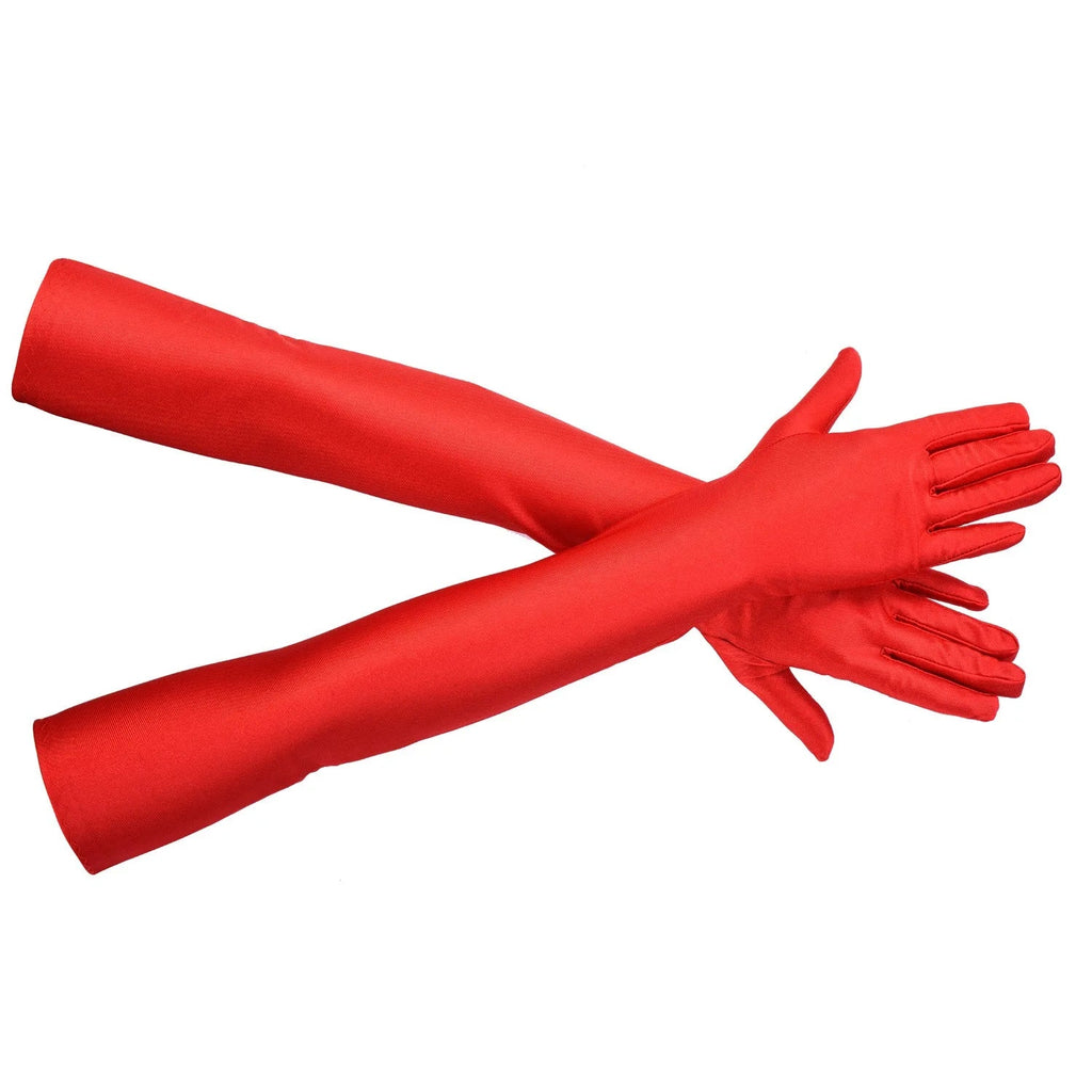 Women's High Elastic Spandex Elbow Finger Gloves Long Accessories for Party Nightclub Wedding Performance in Black White Red - PrimeNest