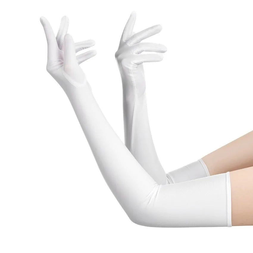 Women's High Elastic Spandex Elbow Finger Gloves Long Accessories for Party Nightclub Wedding Performance in Black White Red - PrimeNest