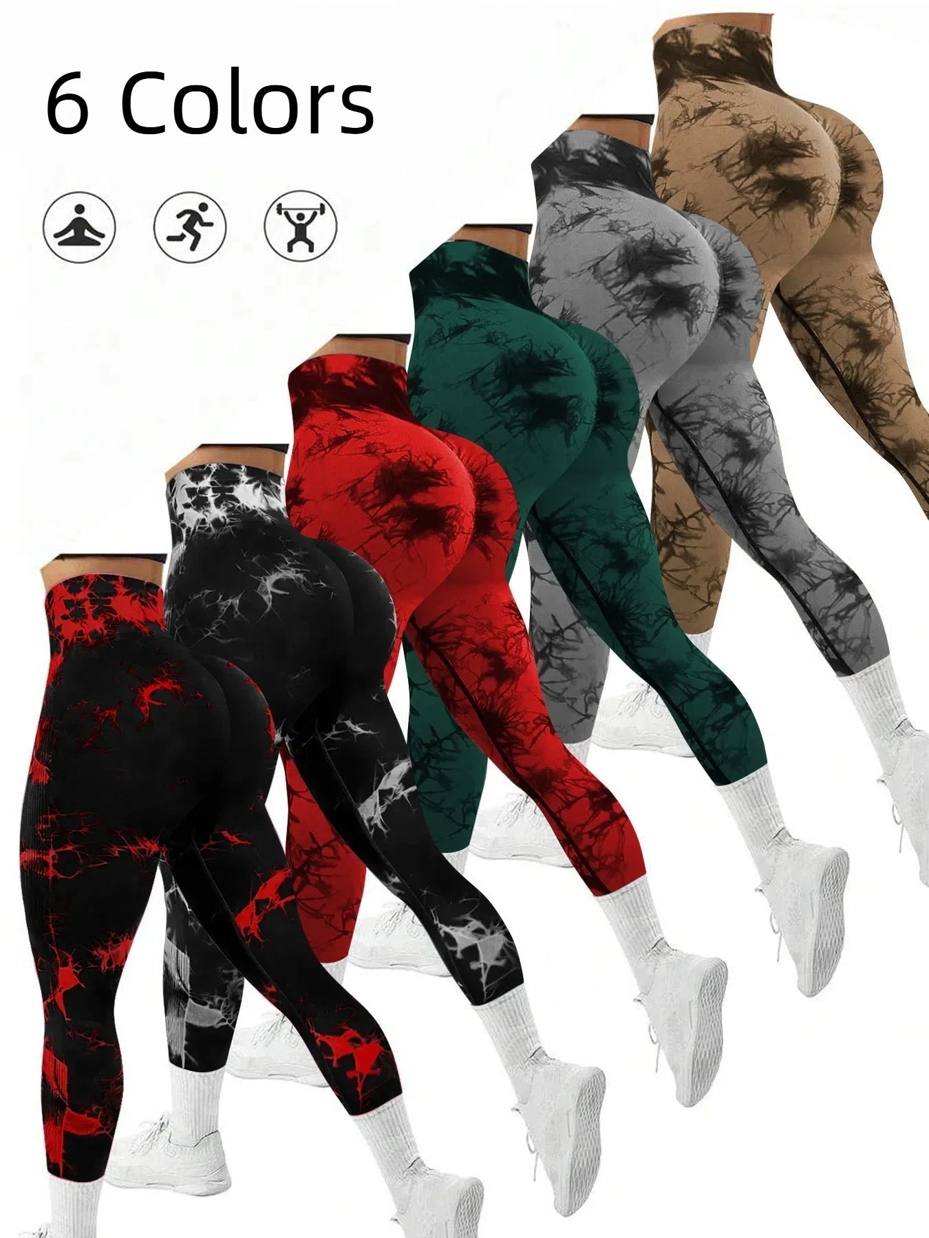 Women's Seamless Tie-dye Yoga Pants High Waist Soft Comfortable Gym Fitness Sportswear Workout Leggings Tights - PrimeNest