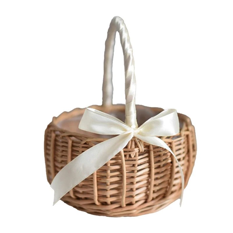 Woven Flower Baskets Rattan Storage Basket Handmade Storage Rack Flower Girl Hand Basket for Home Wedding Decoration - PrimeNest