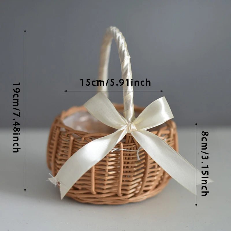 Woven Flower Baskets Rattan Storage Basket Handmade Storage Rack Flower Girl Hand Basket for Home Wedding Decoration - PrimeNest