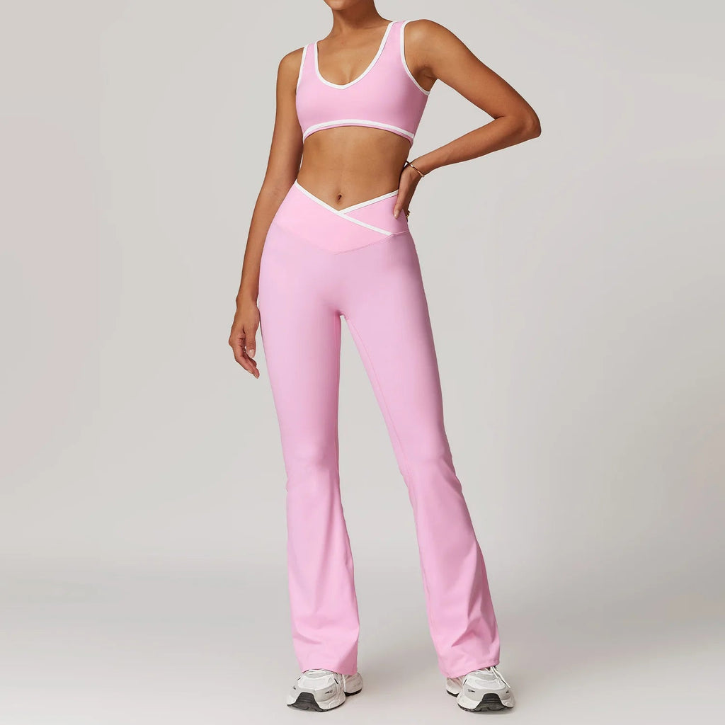 Yoga Set 2 Pieces Workout Outfits Fitness Sportswear Gym Tracksuit High Waist Leggings Sports Bra Athletic Wear Women Clothes - PrimeNest