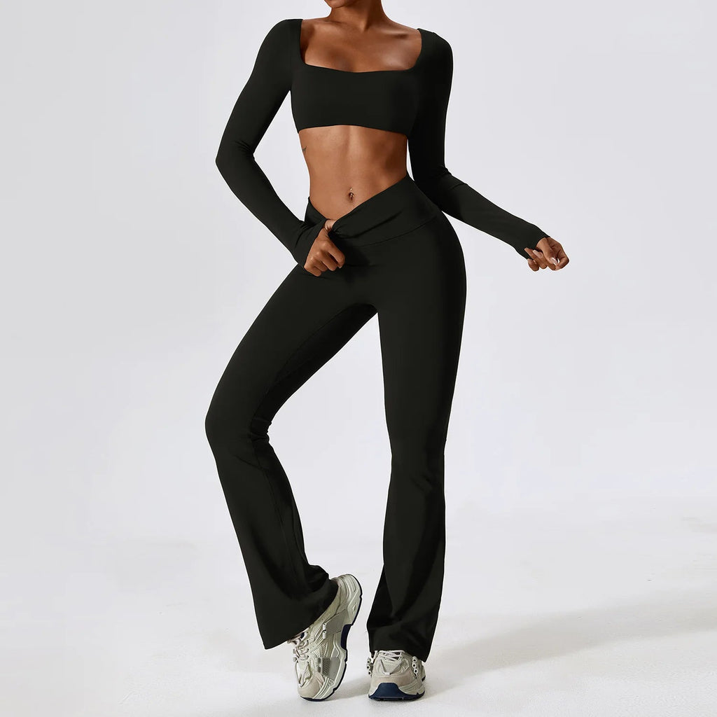 Yoga Set 2PCS Seamless Women Sportswear Workout Clothes Athletic Wear Gym Legging Fitness Bra Crop Top Long Sleeve Sports Suits - PrimeNest