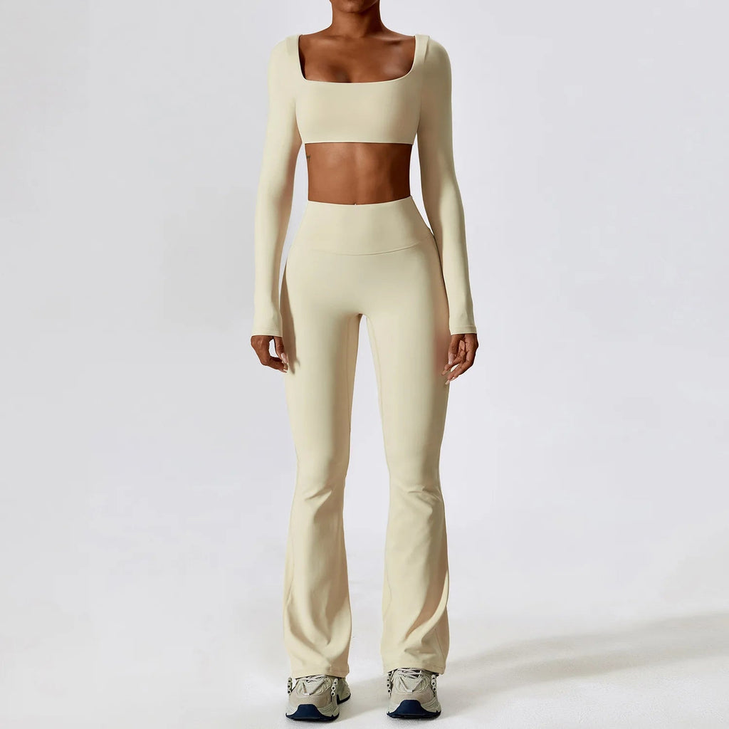 Yoga Set 2PCS Seamless Women Sportswear Workout Clothes Athletic Wear Gym Legging Fitness Bra Crop Top Long Sleeve Sports Suits - PrimeNest