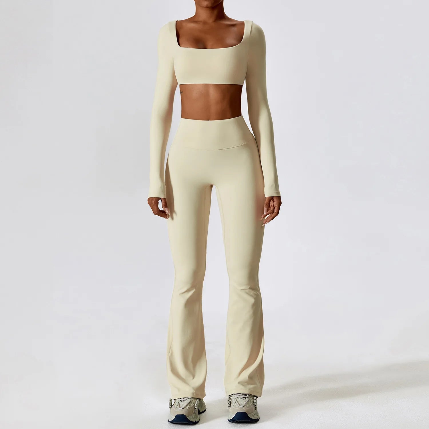 Yoga Set 2PCS Seamless Women Sportswear Workout Clothes Athletic Wear Gym Legging Fitness Bra Crop Top Long Sleeve Sports Suits - PrimeNest