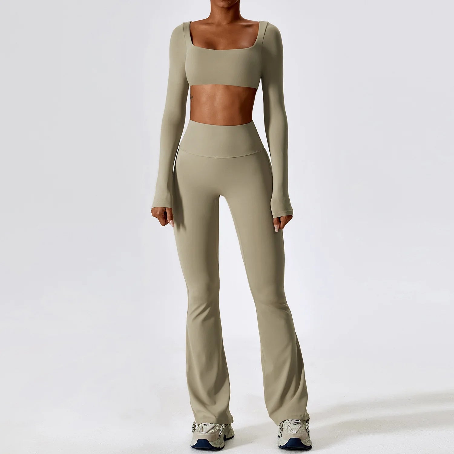 Yoga Set 2PCS Seamless Women Sportswear Workout Clothes Athletic Wear Gym Legging Fitness Bra Crop Top Long Sleeve Sports Suits - PrimeNest