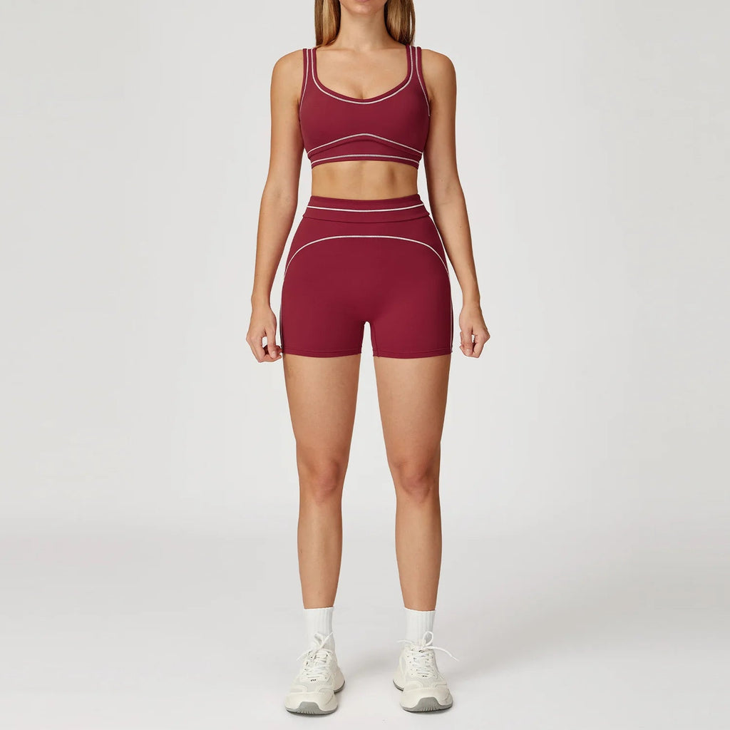 Yoga Suit Women Tracksuit Sports Bra High Waist Legging Shorts Outfit Gym Set Fitness Running Workout Clothes Push Up Sportswear - PrimeNest