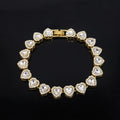 Yupsk 45CM/20CM Shiny Heart Rhinestone Hip Hop Rock Tennis Chain Bracelet Necklace for Women Men Trendy Jewelry Set Gift - PrimeNest